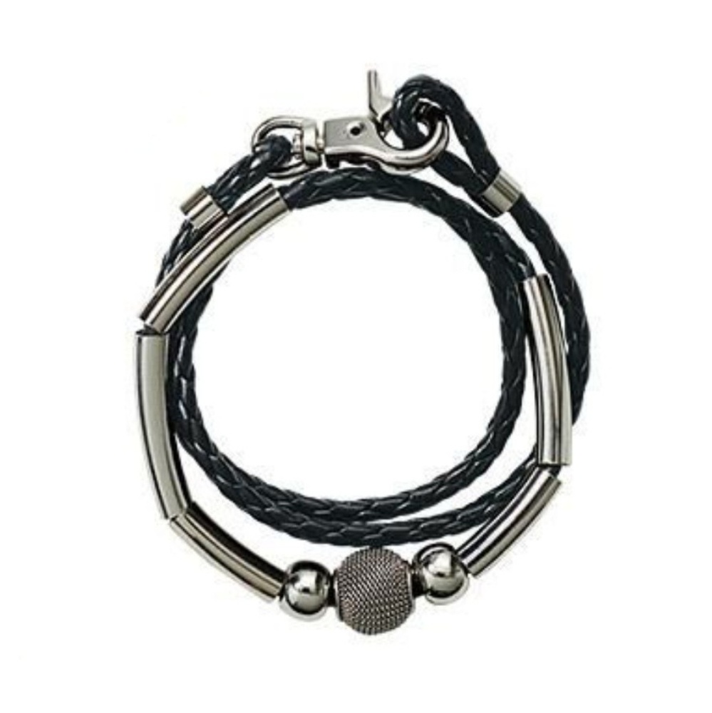 Faux leather braided wrap bracelet